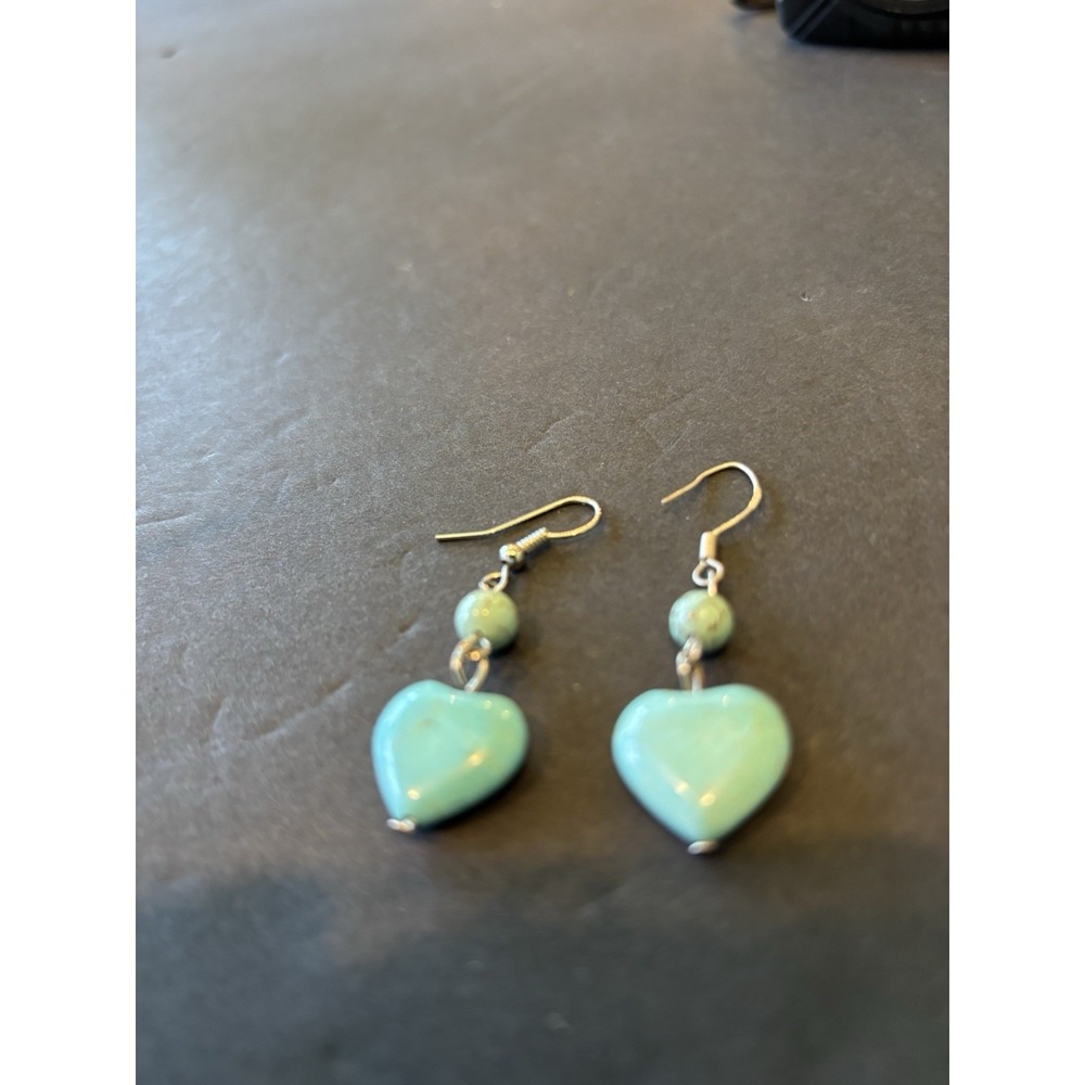 Turquoise Heart Dangling Earrings.